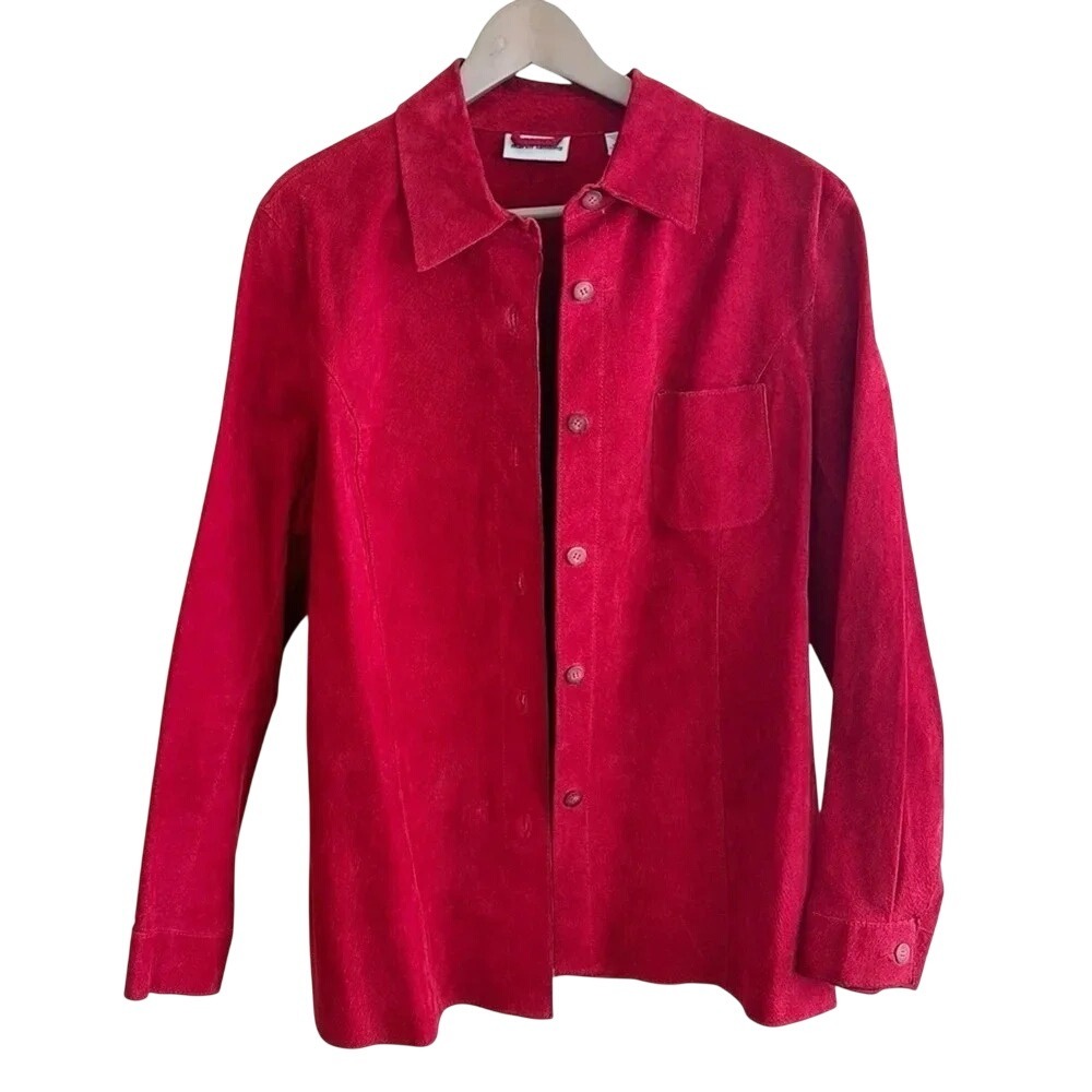 Vintage Boho Burgundy Red Genuine Suede Jacket M/L